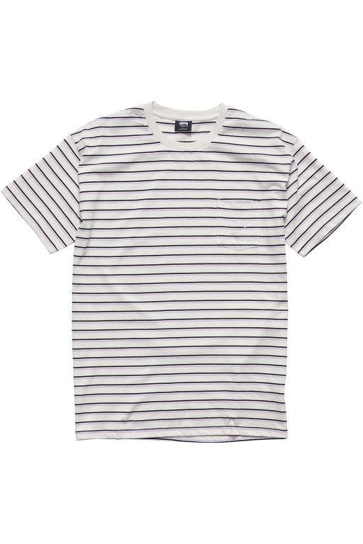 Stussy Mens Text Pocket Stripe T Shirt White - GKQZM5891